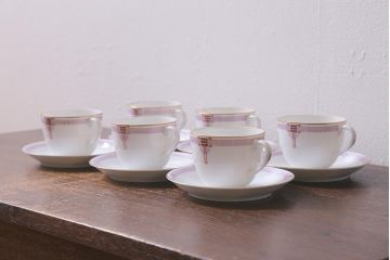 アンティーク雑貨　名古屋製陶会社　名陶硬質磁器　昭和レトロなカップ&ソーサー6客(R-040752)