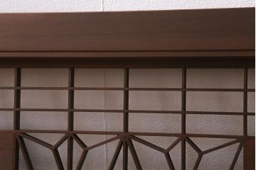 アンティーク家具　昭和中期　梅竹の図　角麻　組子と浮彫りが素敵な欄間(明り取り、明かり取り)(R-040757)