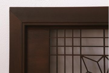 アンティーク家具　昭和中期　梅竹の図　角麻　組子と浮彫りが素敵な欄間(明り取り、明かり取り)(R-040757)