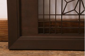 アンティーク家具　昭和中期　梅竹の図　角麻　組子と浮彫りが素敵な欄間(明り取り、明かり取り)(R-040757)