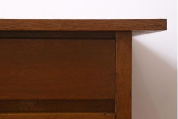 レトロ家具　昭和中期　温かみのあるお部屋作りにおすすめな片袖机(デスク、在宅ワーク、在宅用作業台)(R-040770)