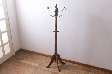 中古　カリモク家具(karimoku)　コロニアルシリーズ　クラシカルな佇まいが魅力のポールハンガー(ポールスタンド)(定価約4万3千円)(R-040771)