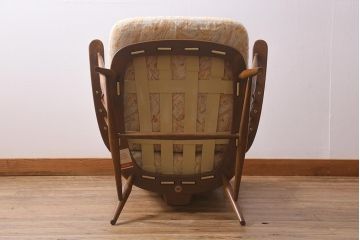 ヴィンテージ家具　ERCOL(アーコール)　エバーグリーン　エレガントな雰囲気漂う1人掛けイージーチェア(ラウンジチェア、アームチェア、椅子、ソファ、ビンテージ)(R-040772)