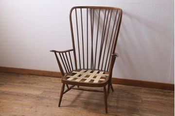ヴィンテージ家具　ERCOL(アーコール)　エバーグリーン　エレガントな雰囲気漂う1人掛けイージーチェア(ラウンジチェア、アームチェア、椅子、ソファ、ビンテージ)(R-040772)