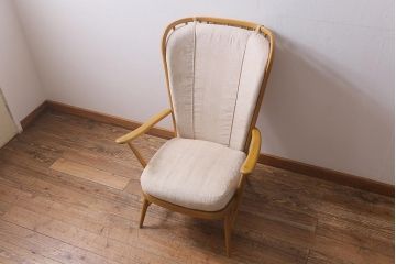 ヴィンテージ家具　ERCOL(アーコール)　エバーグリーン　気品のある佇まいが魅力の1人掛けイージーチェア(ラウンジチェア、アームチェア、椅子、ソファ、ビンテージ)(R-040773)