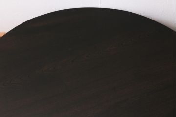 レトロ家具　昭和中期　栓材　渋みのある色味が魅力の丸ちゃぶ台(折りたたみテーブル、座卓、ローテーブル)(R-040775)