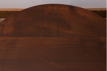 アンティーク家具　昭和中期　栓材　色の濃い美しい木目が目を引く丸ちゃぶ台(折りたたみテーブル、座卓、ローテーブル)(R-040776)