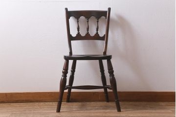 中古　松本民芸家具　#49型A　クラシックな佇まいが魅力的なワイコムチェア(ダイニングチェア、椅子、板座チェア)(R-040780)