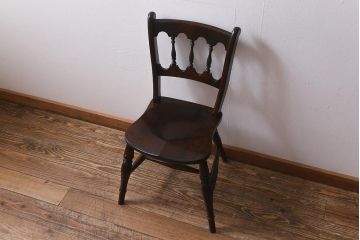 中古　松本民芸家具　#49型A　クラシックな佇まいが魅力的なワイコムチェア(ダイニングチェア、椅子、板座チェア)(R-040780)