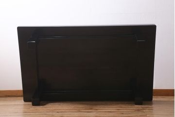中古　輪島塗　小西啓介作　沈金　ふわふわと舞う種子が美しいガラス天板付きの座卓(定価約118万円)(ローテーブル)(R-040789)