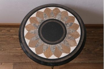 中古　イギリス家具　MAITLAND SMITH(メートランドスミス)　大理石天板　オケージョナルテーブル(サイドテーブル、ラウンドテーブル)(定価約49万円)(R-040790)