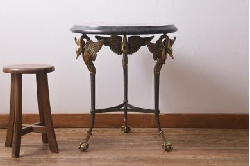 中古　イギリス家具　MAITLAND SMITH(メートランドスミス)　大理石天板　オケージョナルテーブル(サイドテーブル、ラウンドテーブル)(定価約49万円)(R-040790)
