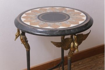 中古　イギリス家具　MAITLAND SMITH(メートランドスミス)　大理石天板　オケージョナルテーブル(サイドテーブル、ラウンドテーブル)(定価約49万円)(R-040790)