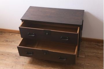 アンティーク家具　脚付きリメイク　味わい深い佇まいの箪笥ローボード(チェスト、引き出し、リビングボード、テレビ台)(R-040793)