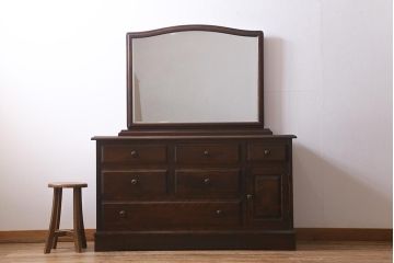 中古　北海道民芸家具　上品な佇まいのドレッシングチェスト(ドレッサー、ミラー、鏡台)(定価約30万円)(R-040795)