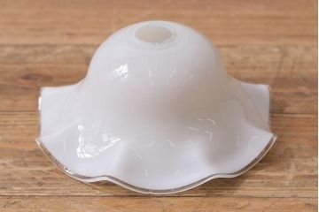 イギリスヴィンテージ照明　上品なフリルシェードのペンダントライト(ランプシェード、天井照明、ビンテージ)(R-040799)