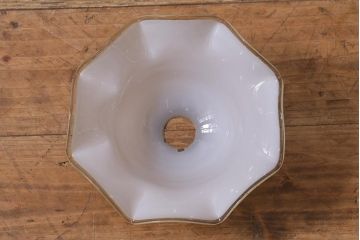 イギリスヴィンテージ照明　上品なフリルシェードのペンダントライト(ランプシェード、天井照明、ビンテージ)(R-040802)