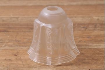 ヴィンテージ照明　イギリスビンテージ　エレガントなグラビュールが浮かぶペンダントライト(シェード、天井照明)(R-040815)