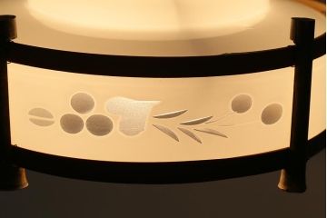 レトロ照明　昭和レトロ　竹細工と透かしが魅力的なペンダントライト(天井照明、電笠、シェード)(R-040816)