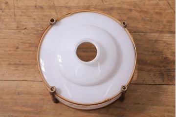 レトロ照明　昭和レトロ　竹細工と透かしが魅力的なペンダントライト(天井照明、電笠、シェード)(R-040816)