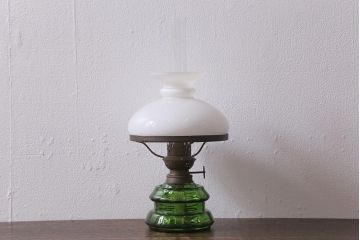 ヴィンテージ雑貨　ドイツ製　巻芯14分芯　KOSMOS　BRENNER　グリーンの色付きタンクが素敵なオイルランプ(卓上ランプ、豆ランプ、ビンテージ)(R-040820)