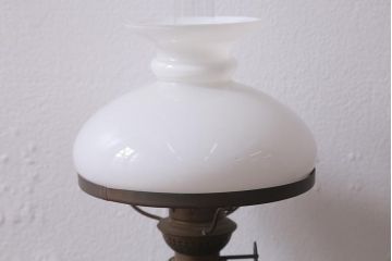 ヴィンテージ雑貨　ドイツ製　巻芯14分芯　KOSMOS　BRENNER　グリーンの色付きタンクが素敵なオイルランプ(卓上ランプ、豆ランプ、ビンテージ)(R-040820)