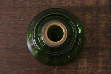 ヴィンテージ雑貨　ドイツ製　巻芯14分芯　KOSMOS　BRENNER　グリーンの色付きタンクが素敵なオイルランプ(卓上ランプ、豆ランプ、ビンテージ)(R-040820)