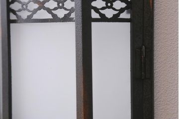 アンティーク雑貨　昭和初期　すりガラス入り　レトロモダンな壁掛け照明カバー(ウォールランプカバー)(R-040823)