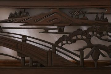 ビンテージ建具　山水図　風情のある和空間を演出する欄間(明かり取り、明り取り)(R-040826)