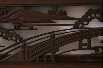 ビンテージ建具　山水図　風情のある和空間を演出する欄間(明かり取り、明り取り)(R-040826)