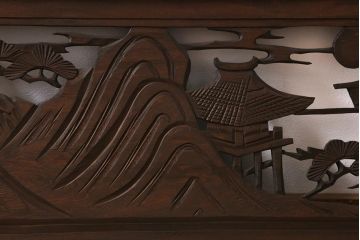 ビンテージ建具　山水図　風情のある和空間を演出する欄間(明かり取り、明り取り)(R-040826)