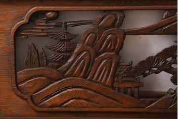 アンティーク建具　昭和中期　山水図　上品な和の雰囲気を高める欄間(明かり取り、明り取り)(R-040827)