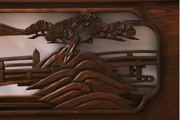 アンティーク建具　昭和中期　山水図　上品な和の雰囲気を高める欄間(明かり取り、明り取り)(R-040827)