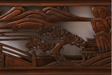 アンティーク建具　昭和中期　山水図　上品な和の雰囲気を高める欄間(明かり取り、明り取り)(R-040827)