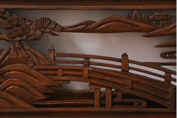 アンティーク建具　昭和中期　山水図　上品な和の雰囲気を高める欄間(明かり取り、明り取り)(R-040827)