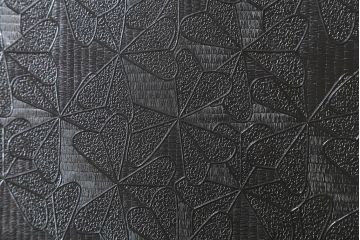 アンティーク建具　昭和初期　レトロな模様が入ったガラスが魅力の格子戸3枚セット(引き戸、ガラス帯戸)(R-040829)