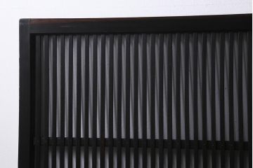 アンティーク建具　昭和初期　レトロな模様が入ったガラスが魅力の格子戸3枚セット(引き戸、ガラス帯戸)(R-040829)