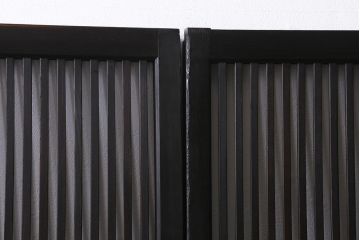 アンティーク建具　昭和初期　レトロな模様が入ったガラスが魅力の格子戸3枚セット(引き戸、ガラス帯戸)(R-040829)