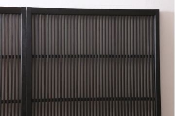 アンティーク建具　昭和初期　レトロな模様が入ったガラスが魅力の格子戸3枚セット(引き戸、ガラス帯戸)(R-040829)