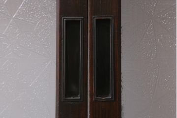 アンティーク建具　昭和初期　レトロな模様が入ったガラスが魅力の格子戸3枚セット(引き戸、ガラス帯戸)(R-040829)