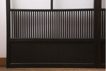 アンティーク建具　昭和初期　レトロな模様が入ったガラスが魅力の格子戸3枚セット(引き戸、ガラス帯戸)(R-040829)