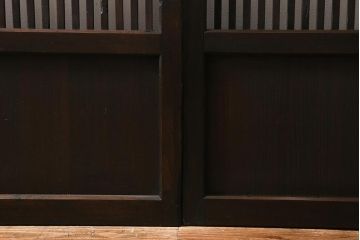 アンティーク建具　昭和初期　レトロな模様が入ったガラスが魅力の格子戸3枚セット(引き戸、ガラス帯戸)(R-040829)