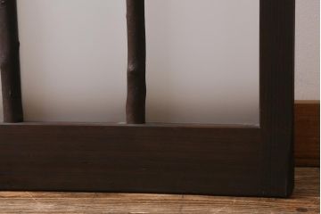 アンティーク建具　昭和中期　すりガラス入り　木の風合いが楽しめる個性的なガラス戸1枚(引き戸)(R-040830)