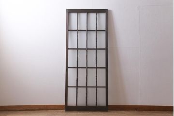 アンティーク建具　昭和中期　すりガラス入り　木の風合いが楽しめる個性的なガラス戸1枚(引き戸)(R-040830)