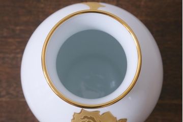 未使用　大倉陶園(オークラ)　箱付き　金蝕バラ　28cm　花器(花瓶)(R-040833)