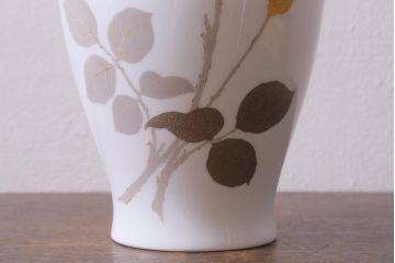 未使用　大倉陶園(オークラ)　箱付き　金蝕バラ　28cm　花器(花瓶)(R-040833)