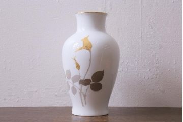 未使用　大倉陶園(オークラ)　箱付き　金蝕バラ　28cm　花器(花瓶)(R-040833)