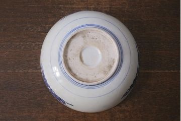 アンティーク雑貨　古民具・骨董　明治大正期　鹿図印判深鉢(深皿、和食器)(R-040834)