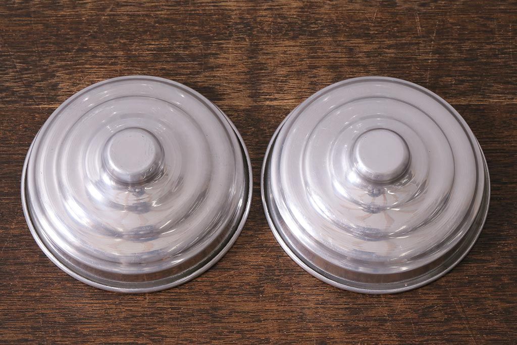 アンティーク雑貨　昭和レトロ　アルミ蓋　角型ガラスビン(ガラス瓶、キャニスター)(R-040836)
