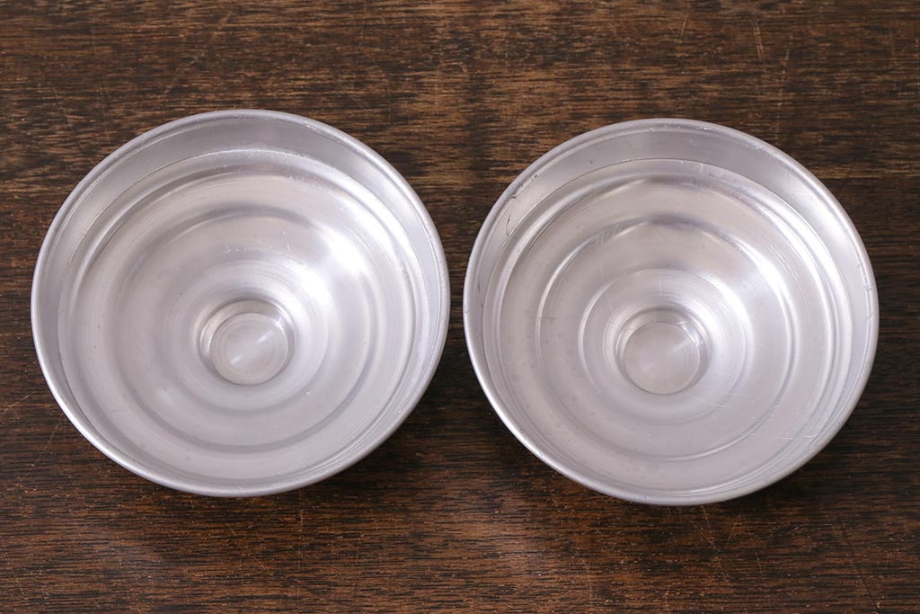 アンティーク雑貨　昭和レトロ　アルミ蓋　角型ガラスビン(ガラス瓶、キャニスター)(R-040836)